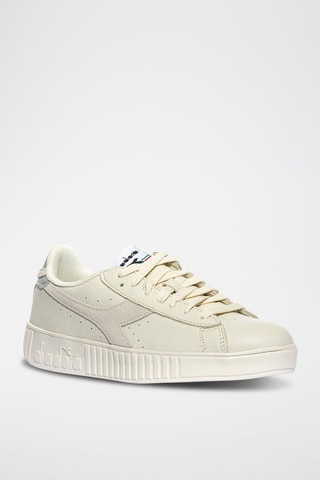 Baskets en cuir Game Step Premium Tumbled - Blanc et gris