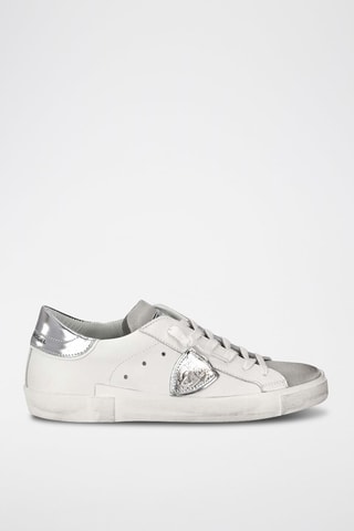 Leren Sneakers - Zilverkleurig en Wit