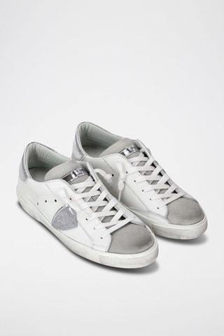 Leren Sneakers - Zilverkleurig en Wit