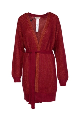 Lang Mohair en Wollen Vest - Bordeauxrood