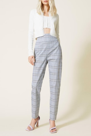 Pantalon carotte taille haute Gris clair chiné