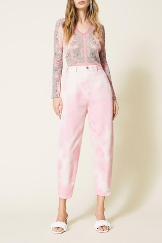 Pantalon droit taille haute Rose