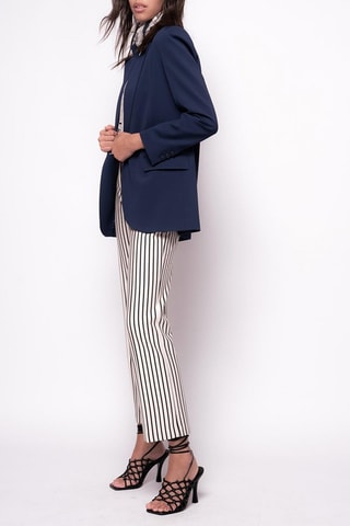 Pantalon - 
Bleu marine et écru