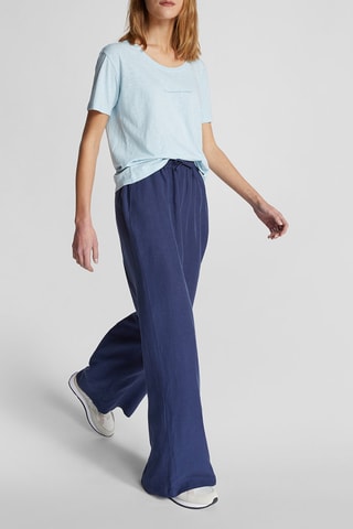 Pantalon flare en lin Bleu nuit