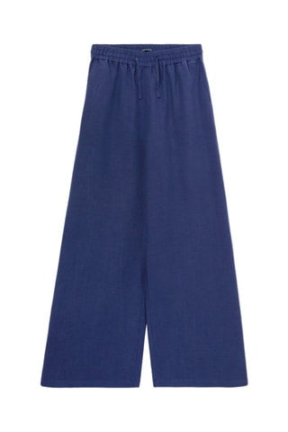 Pantalon flare en lin Bleu nuit