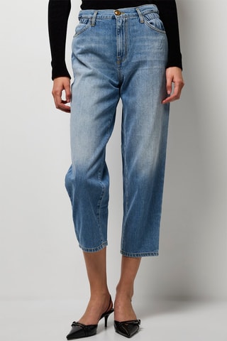 Jean mom 7/8 taille haute - Bleu marine