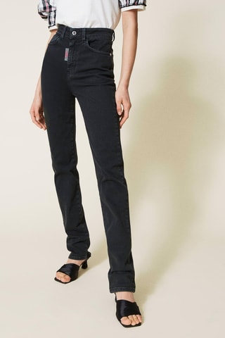 Jeans Recht Model Hoge Taille Zwart