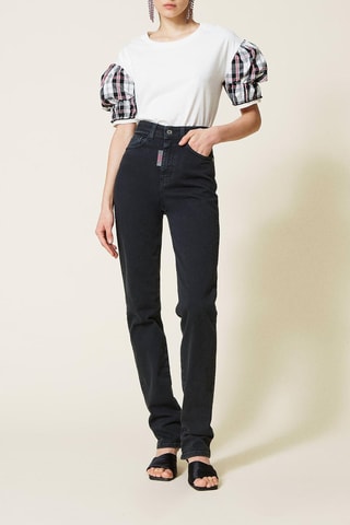 Jeans Recht Model Hoge Taille Zwart