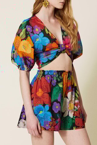 Crop top Preto e verde