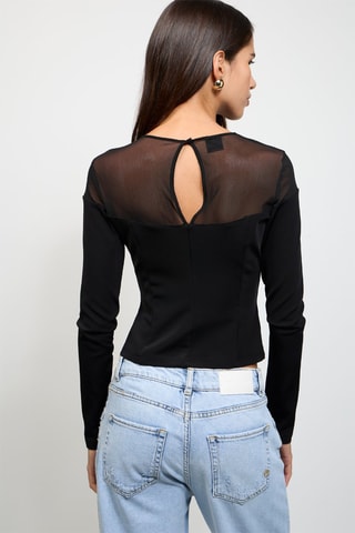 Top bi-matière - Noir