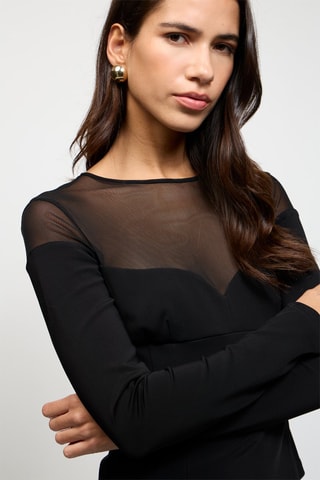 Top bi-matière - Noir