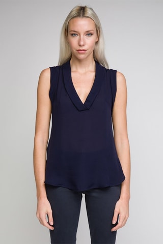 Top en soie - Bleu marine - Emporio Armani