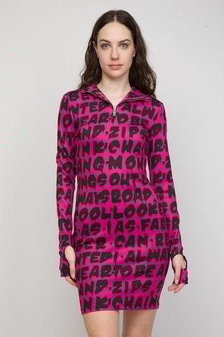 Robe fourreau à capuche Dazolo - Rose et noir