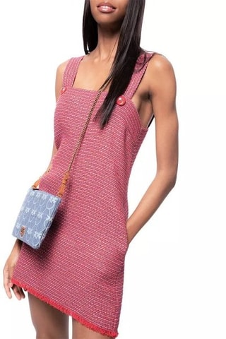 Robe salopette en tweed - Rouge