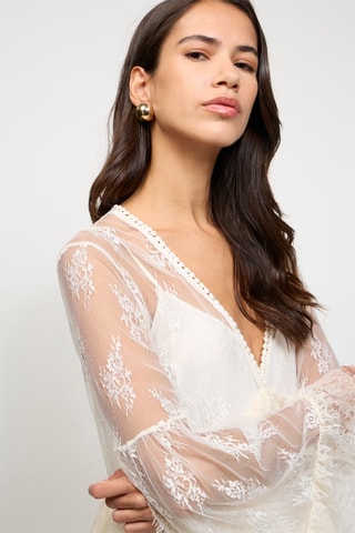 Robe patineuse en dentelle - Blanc
