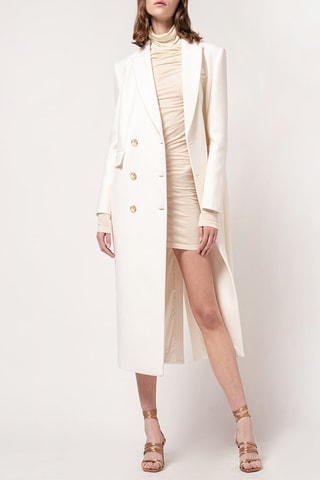 Robe fourreau en laine - Crème