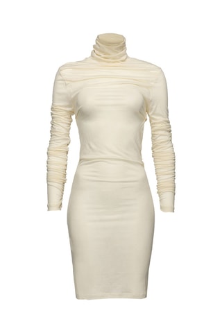 Robe fourreau en laine - Crème