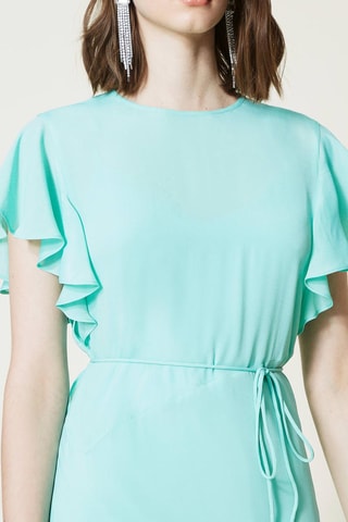 Lange Zijden Jurk Turquoise