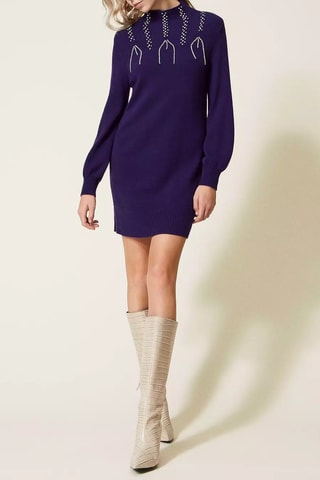 Robe pull en laine et angora - Violet