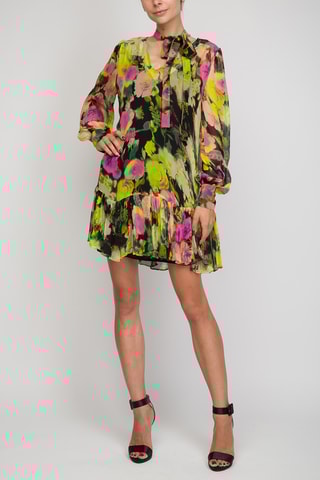 Jurk met lage taille - Groen en Zwart