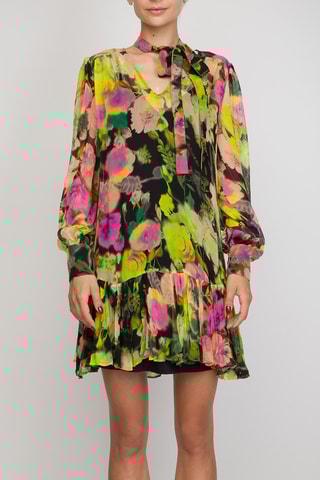 Jurk met lage taille - Groen en Zwart
