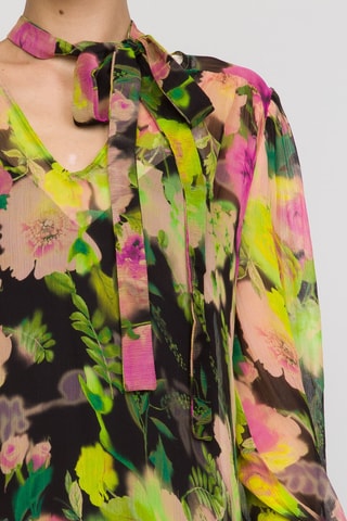 Jurk met lage taille - Groen en Zwart