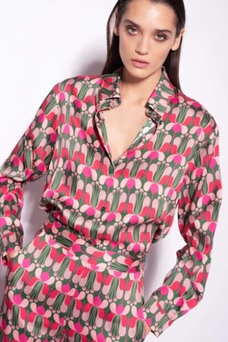 Blouse - Fuchsia en Groen