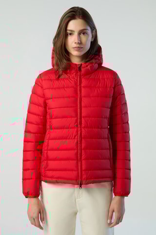 Gewatteerde jas met capuchon - Rood