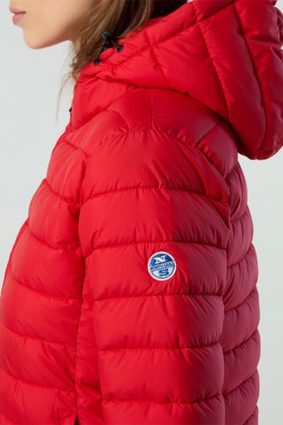 Gewatteerde jas met capuchon - Rood