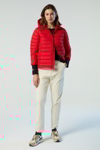Gewatteerde jas met capuchon - Rood