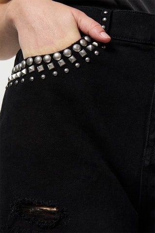 Short en jean taille haute - Noir