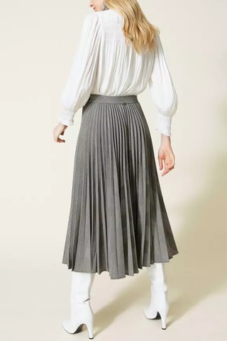 Top en Geplooide Rok Hoge Taille - Wit en Lichtgrjis