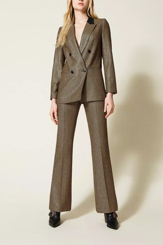 Pantalon en laine - Beige et noir
