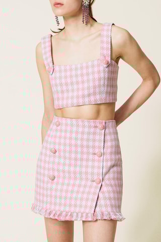 Minirok Hoge Taille Roze en Gemêleerd Lichtgrijs