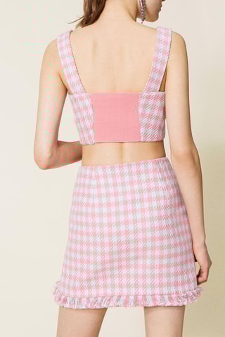 Minirok Hoge Taille Roze en Gemêleerd Lichtgrijs