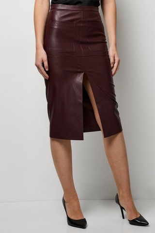 Rechte Rok Hoge Taille - Bordeauxrood