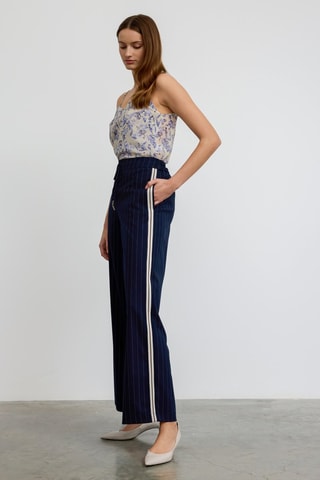 Pantalon taille haute - Bleu