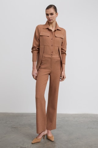 Pantalon taille haute - Camel