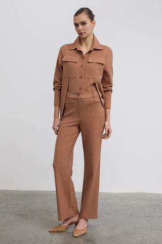 Pantalon taille haute - Camel