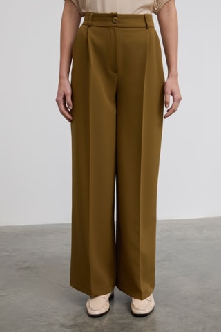 Pantalon taille haute - Marron