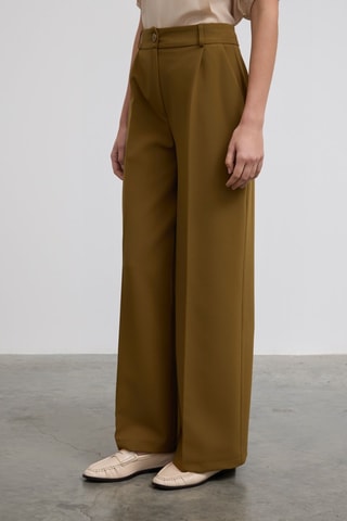 Pantalon taille haute - Marron