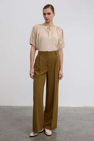 Pantalon taille haute - Marron