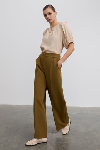 Pantalon taille haute - Marron