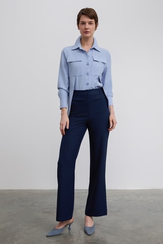 Pantalon taille haute - Bleu marine