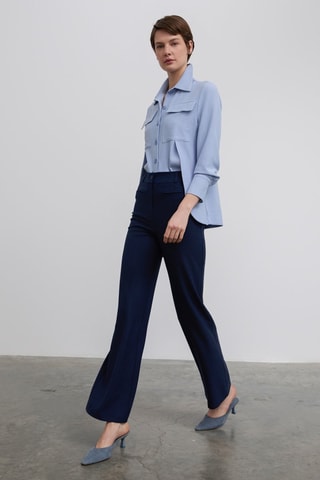 Pantalon taille haute - Bleu marine