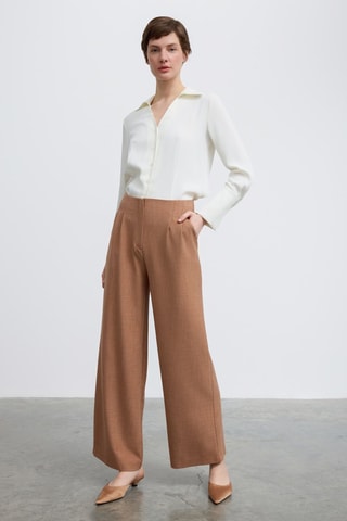 Pantalon taille haute - Camel