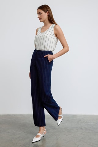 Pantalon wide legs - Bleu marine