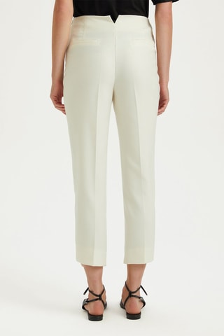 Pantalon cigarette taille haute - Ecru