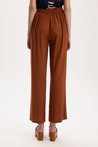 Pantalon wide legs taille haute - Marron