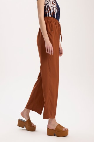 Pantalon wide legs taille haute - Marron
